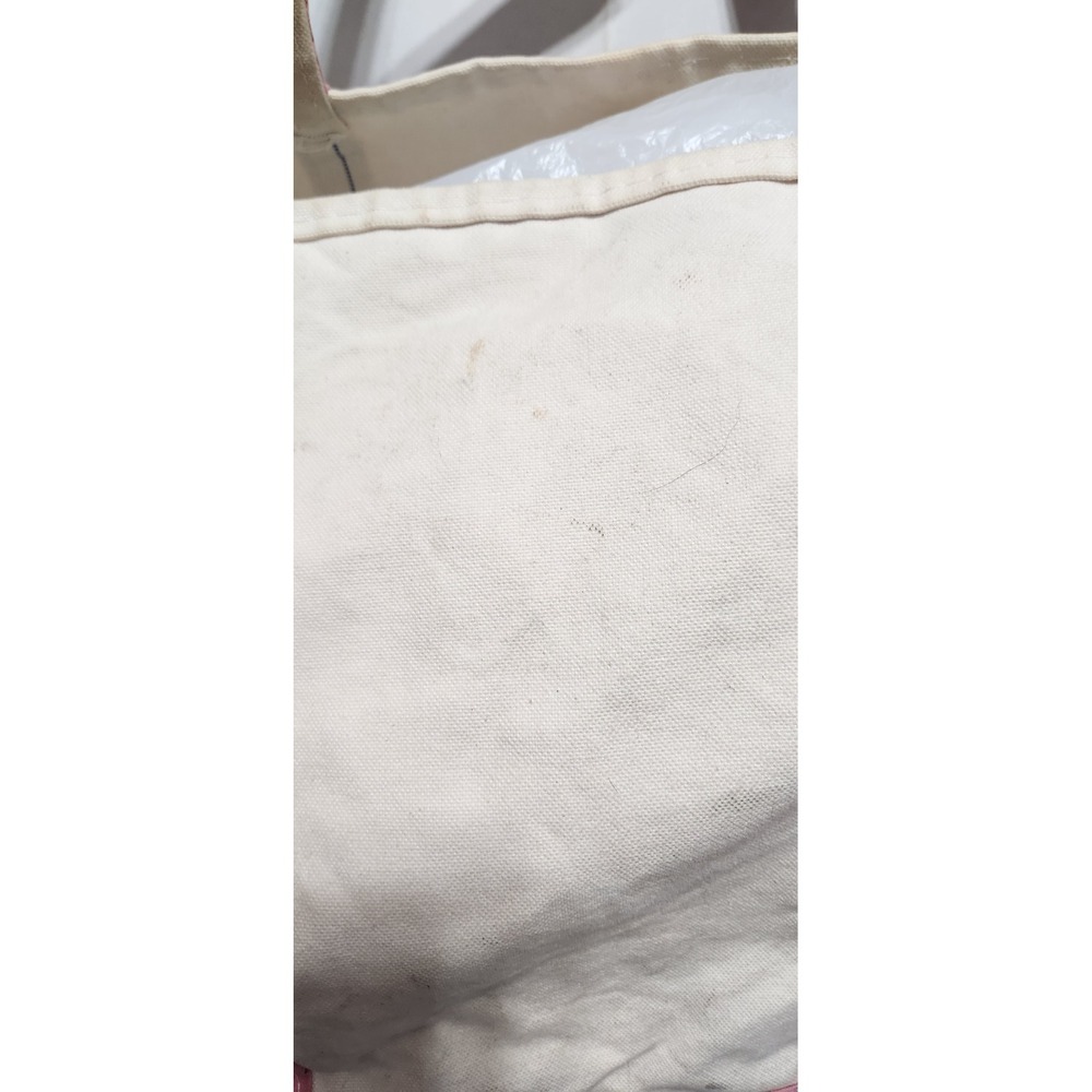 LL Bean Boat &Tote Canvas Bag Pink Zoe Monogram Large Made in USA SOME STAINING - Picture 8 of 9